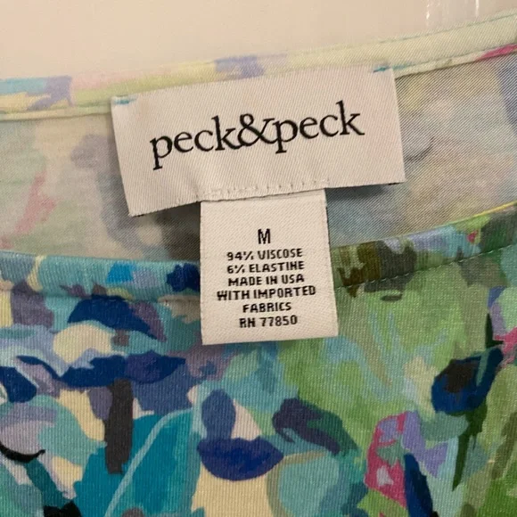Peck & Peck Multicolor Graphic Watercolor Euro Street Scene Blouse Size Medium M - Picture 3 of 3
